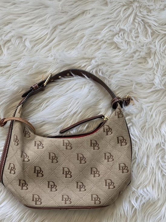 Dooney & Bourke Handbags - Dooney & Bourke Beige and Brown DB Monogram Shoulder Bag